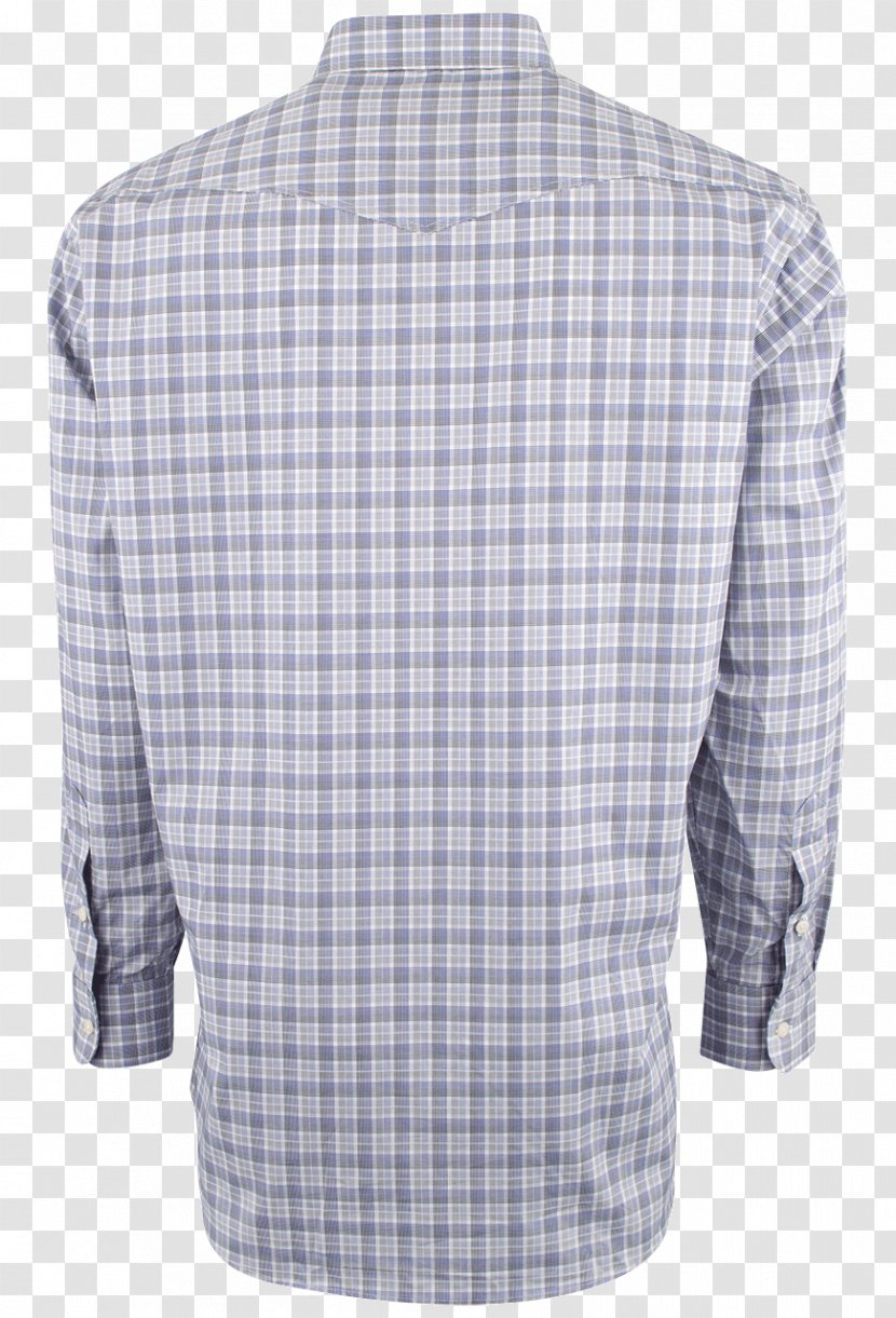 Dress Shirt Tartan Blouse - White - Blue Plaid Transparent PNG