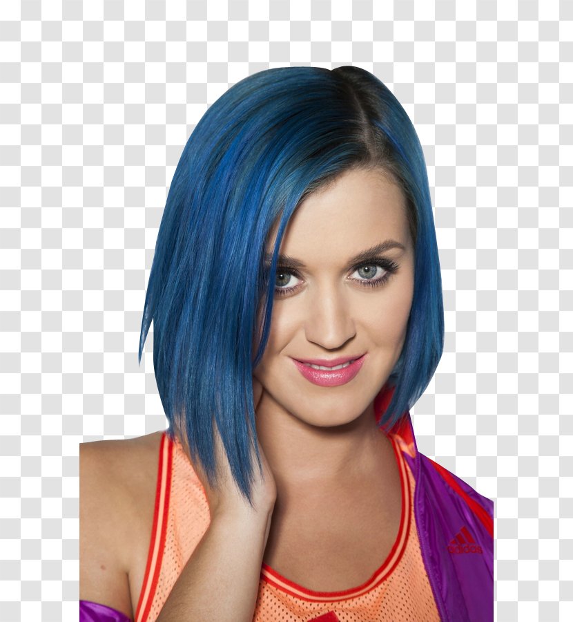 Katy Perry Hairstyle Bob Cut Blue Hair - Silhouette Transparent PNG