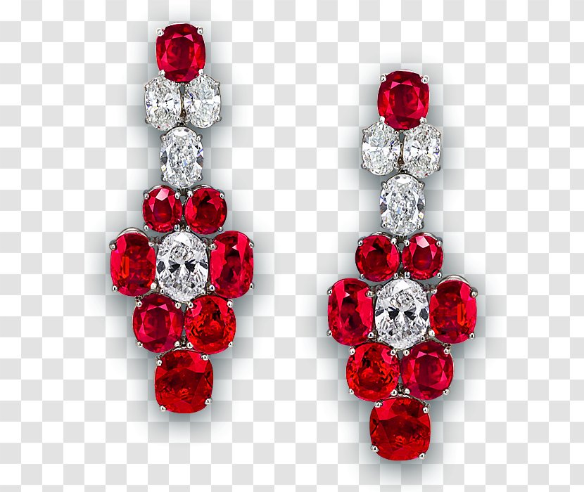 Ruby Earring Jewellery Red Diamond - Estate Jewelry Transparent PNG
