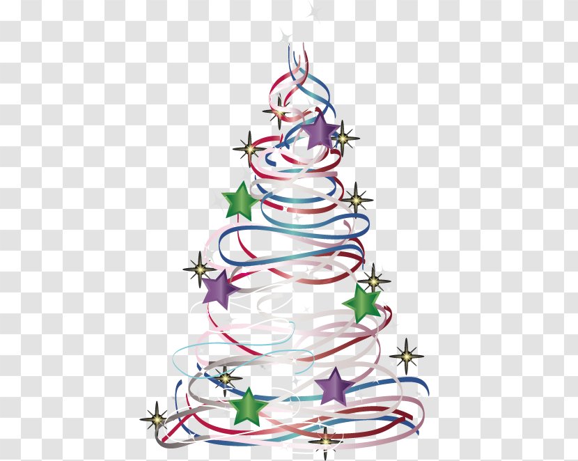 Christmas Tree Euclidean Vector Clip Art - New Year - Hand-painted Ribbon Transparent PNG
