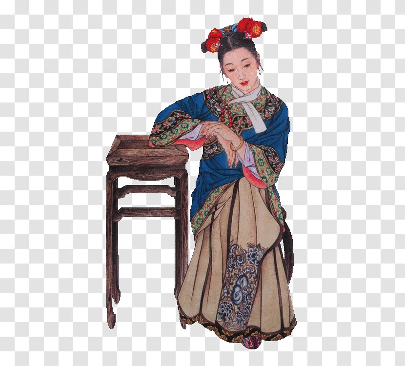 Dream Of The Red Chamber Water Margin Jia Baoyu Qing Dynasty Painting - Outerwear - Women In Ancient China Transparent PNG