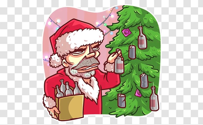 Santa Claus Christmas Tree Telegram Sticker - Heart Transparent PNG