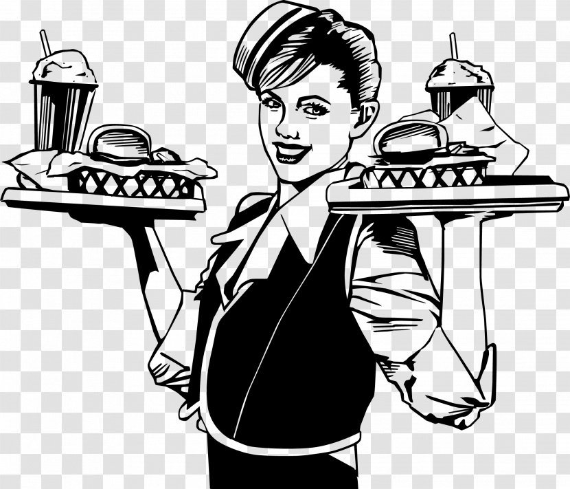 Waiter Diner Retro Style Clip Art - Fiction - Woman Transparent PNG