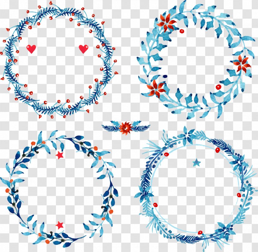Christmas Download - Point - Hand-painted Watercolor Wreath Transparent PNG