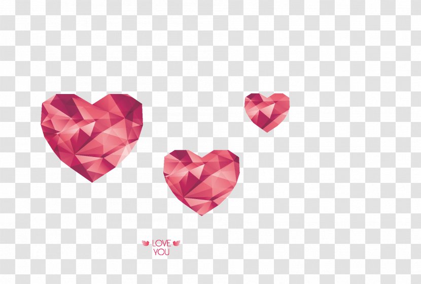 Pink Diamond - Shading - Flat Heart-shaped Valentine's Day Element Transparent PNG