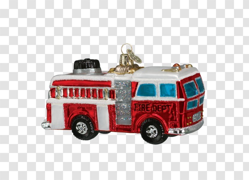 Fire Engine Christmas Ornament Car Glass - Apparatus Transparent PNG
