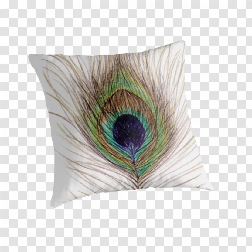 Throw Pillows Feather Material - Color Peacock Feathers Transparent PNG
