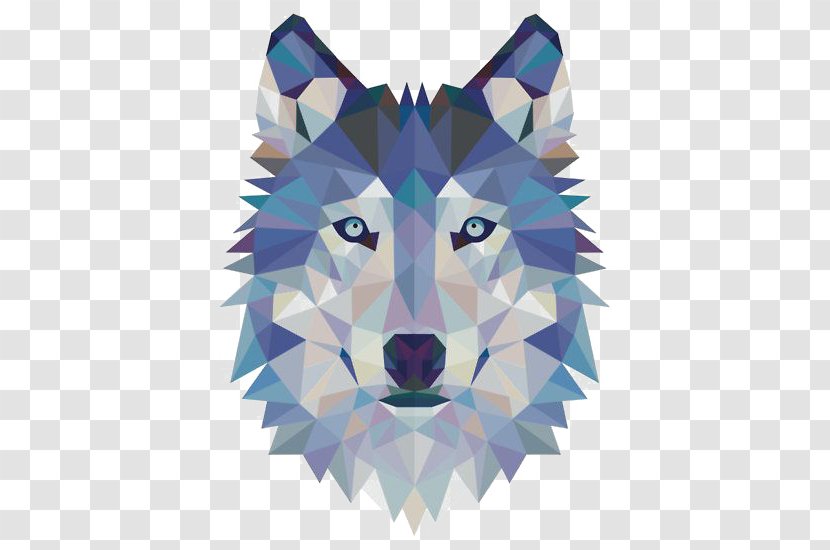 Gray Wolf Sticker Wall Decal Modern Art - Sacred Geometry - Geometric Avatar Transparent PNG