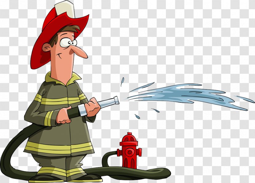 Firefighter Fire Hose Royalty-free - Fictional Character - Cartoon Fireman Water Transparent PNG