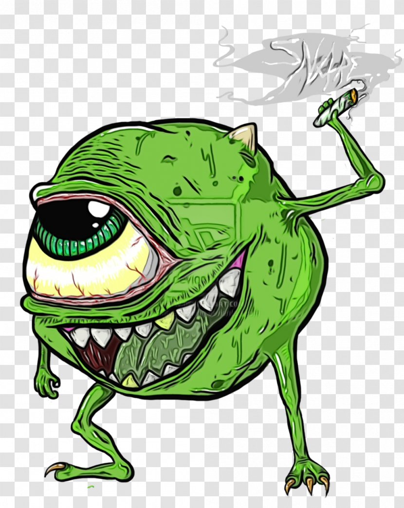 Mike Wazowski - Cannabis Smoking - True Frog Green Transparent PNG
