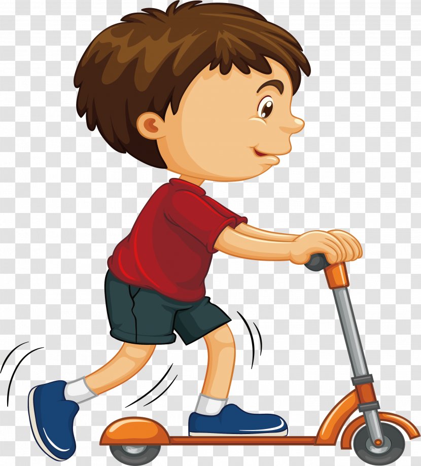 Child - Shoe - A Kid Playing With Scooter Transparent PNG
