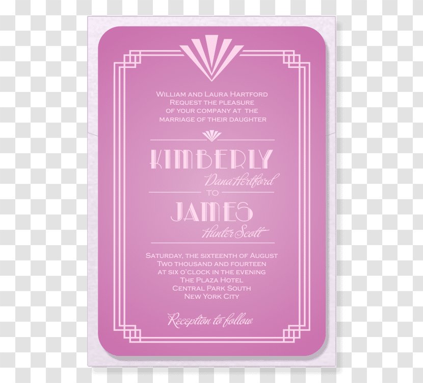 Wedding Invitation Art Deco Roaring Twenties - PINK WEDDING INVITATION Transparent PNG