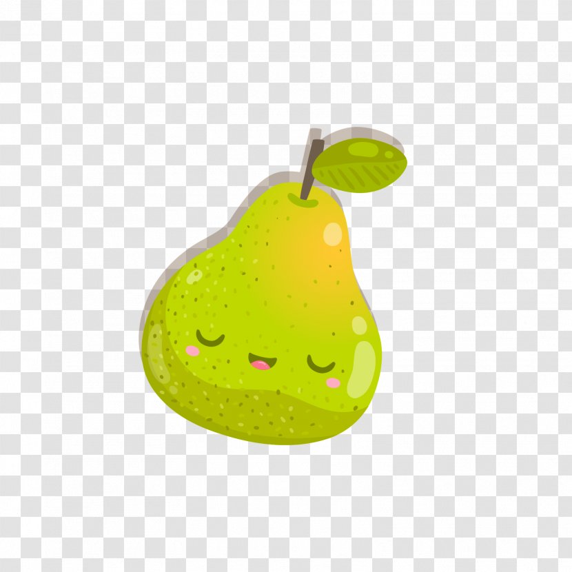 Pear - Food - Green Cartoon Expression Transparent PNG