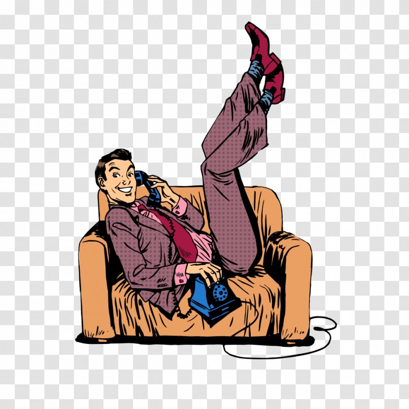 Pop Art Royalty-free Photography Illustration - Royaltyfree - Business Man Sitting On The Couch Transparent PNG