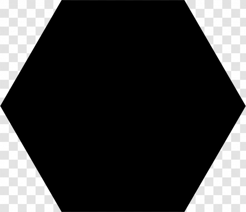 Hexagon Regular Polygon Shape - Black And White - Vector Transparent PNG