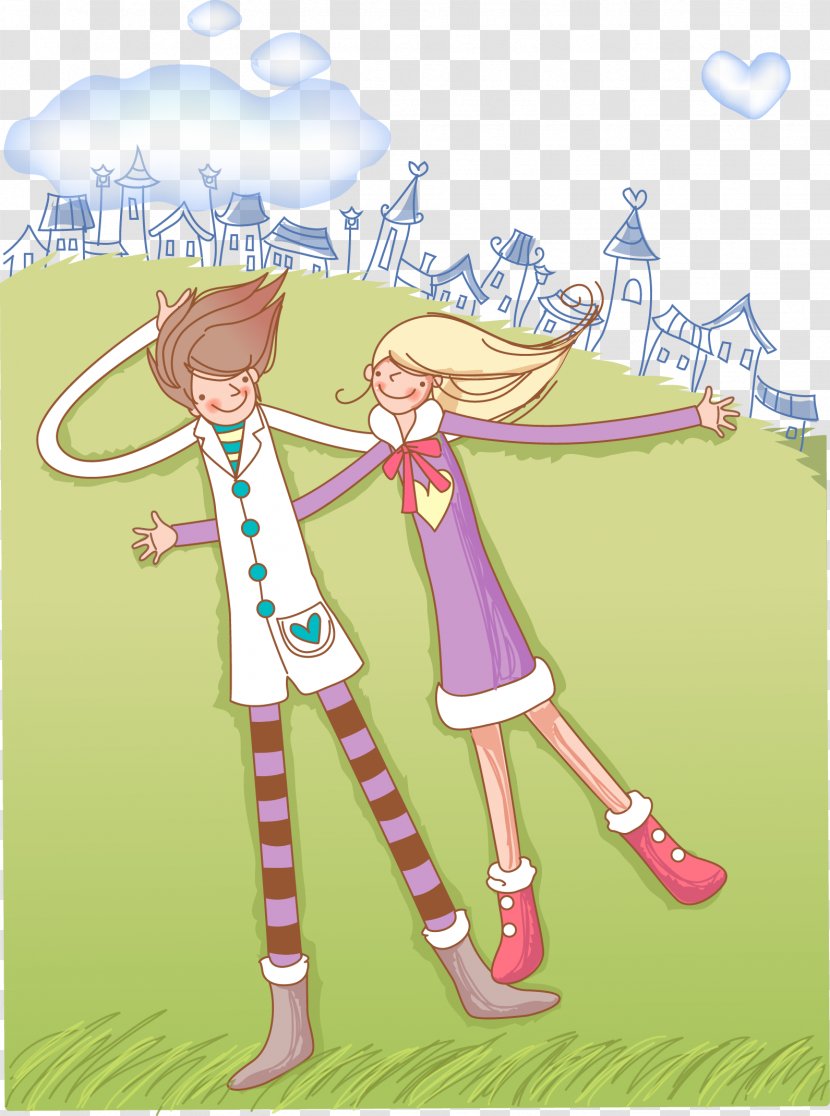 Valentines Day Holiday High-definition Television Desktop Metaphor Wallpaper - Cartoon - Couple Transparent PNG