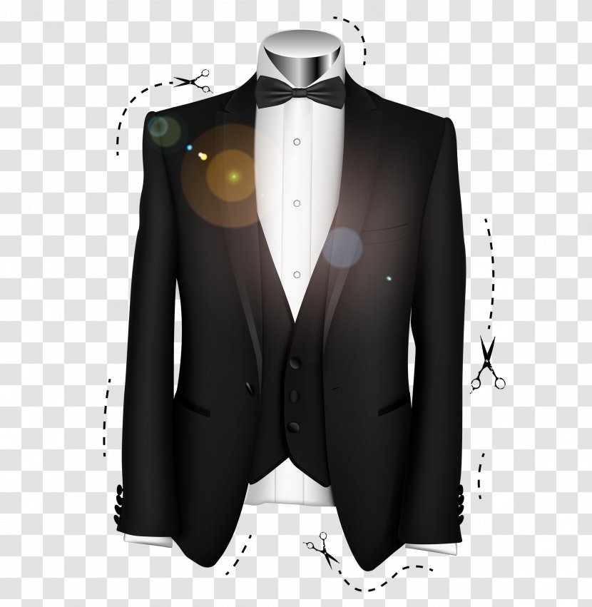 Suit Tuxedo Formal Wear Bow Tie - Black - Groom Transparent PNG