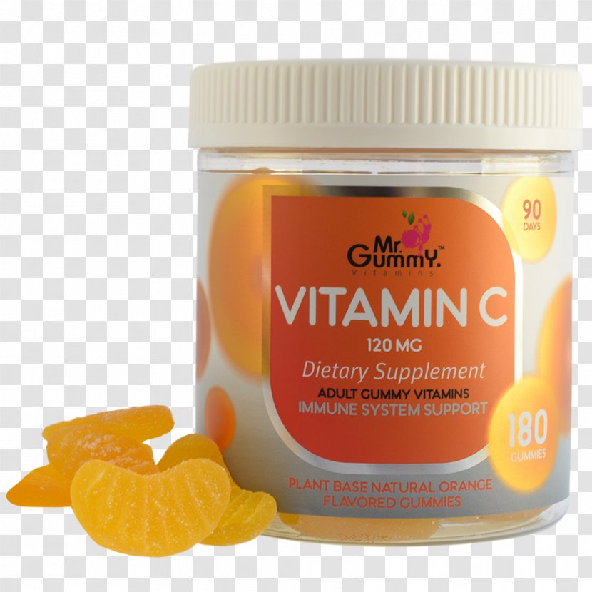 Gummi Candy Dietary Supplement Vitamin C - Raspberry - Orange Gummy Transparent PNG