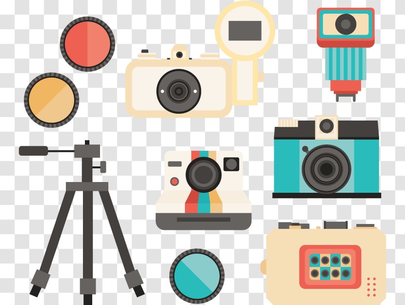 Photography Tripod Camera Euclidean Vector - Silhouette - Flat Vintage Collection Device Transparent PNG