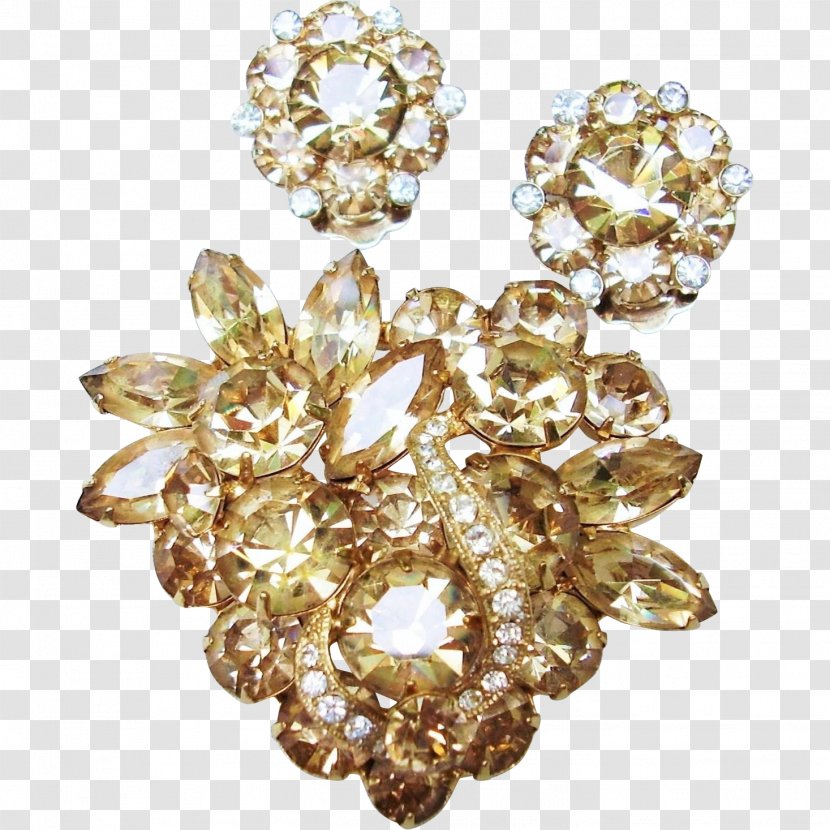 Champagne Earring Brooch Jewellery Imitation Gemstones & Rhinestones - Body Jewelry Transparent PNG