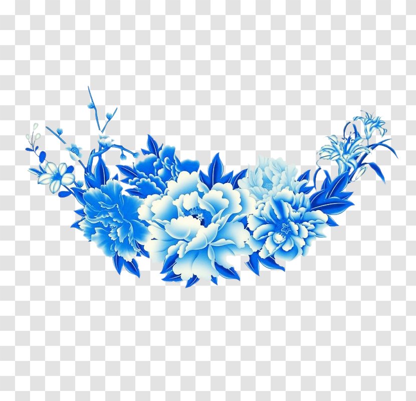 Blue And White Pottery Fundal - Software - Creative Peony Transparent PNG