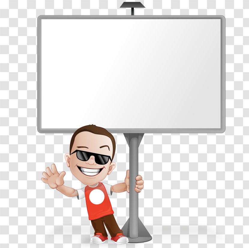 Billboard Cartoon Clip Art - Illustrator - Hand-painted Boy Wearing Sunglasses Standing Transparent PNG