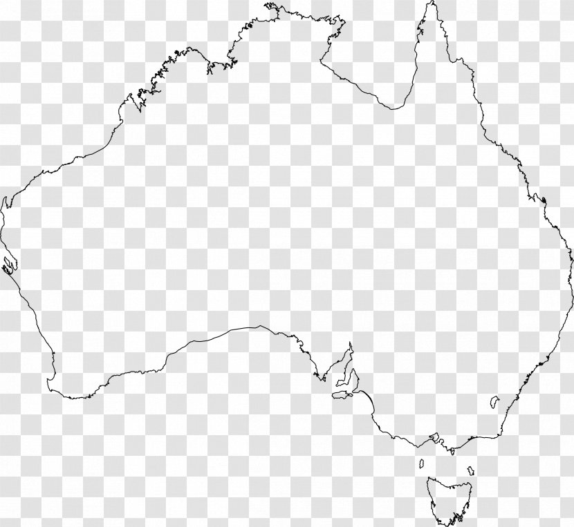 Blank Map Continent Flag Of Australia - Monochrome Photography Transparent PNG