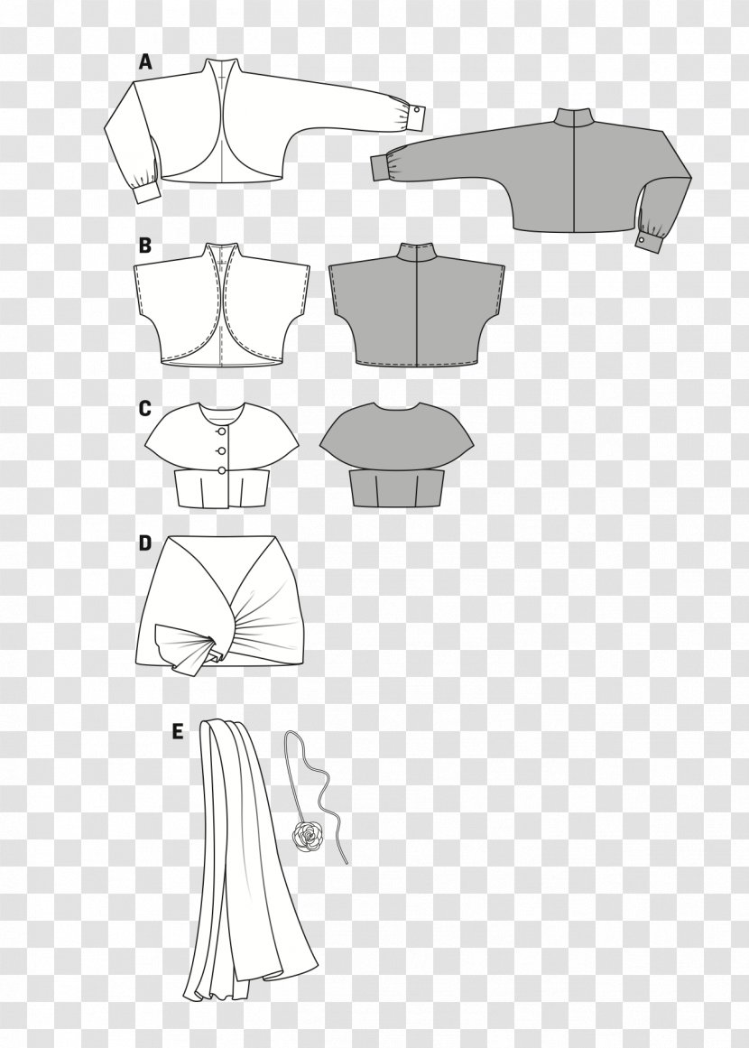 Clothing Burda Style Shrug Stola Pattern - Rotary Ironing Transparent PNG
