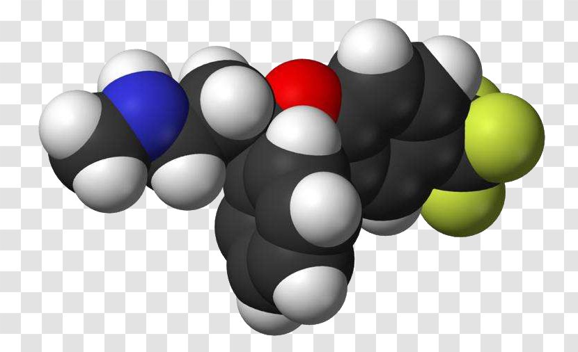 Fluoxetine Antidepressant Selective Serotonin Reuptake Inhibitor Pharmaceutical Drug Major Depressive Disorder - Panic - Molecular 3D Model Transparent PNG
