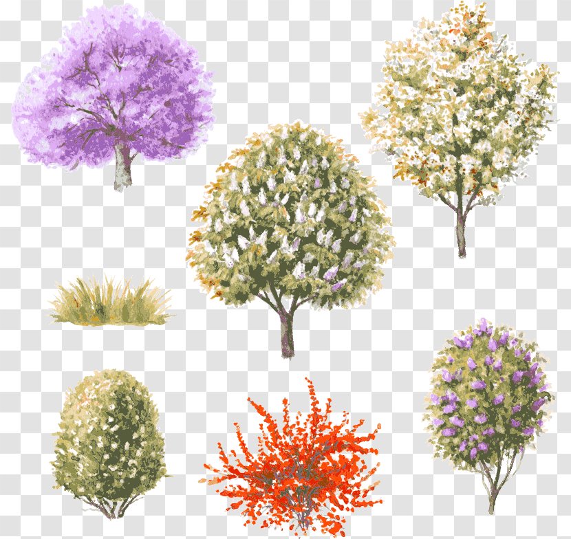 Hand-painted Watercolor Tree Vector Material - Artificial Flower Transparent PNG