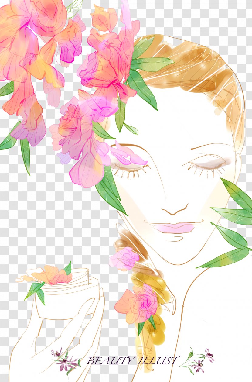 Beauty Woman Creative Flower - Watercolor Paint - Fashion Illustration Transparent PNG