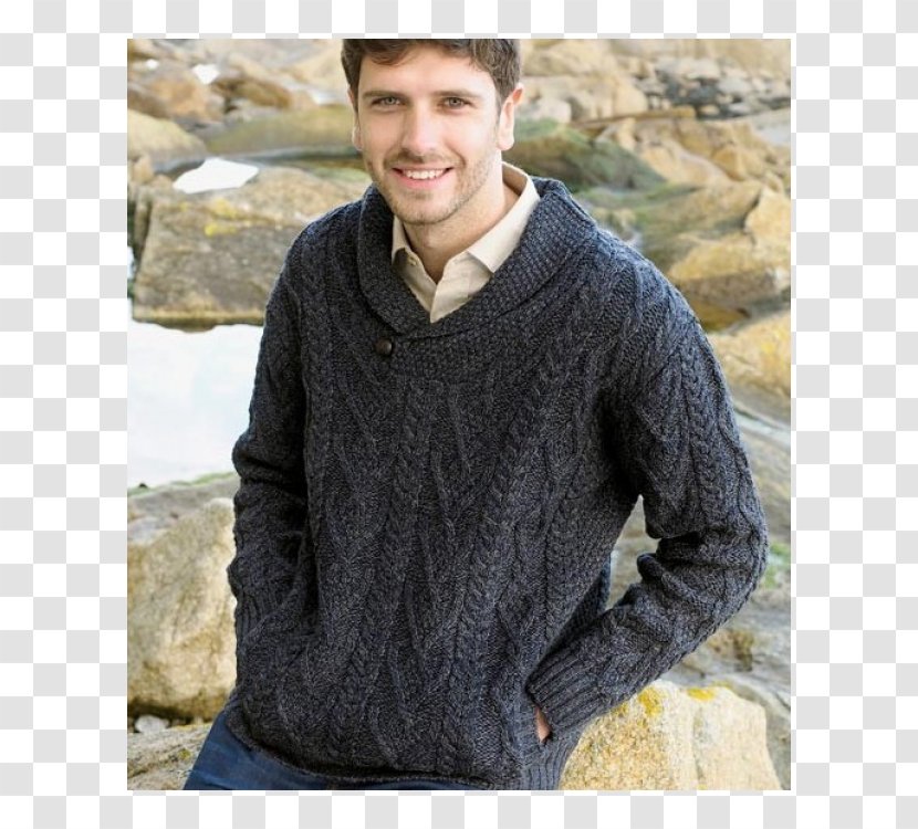 Cardigan Aran Islands Merino Knitting Jumper - Sweater Transparent PNG