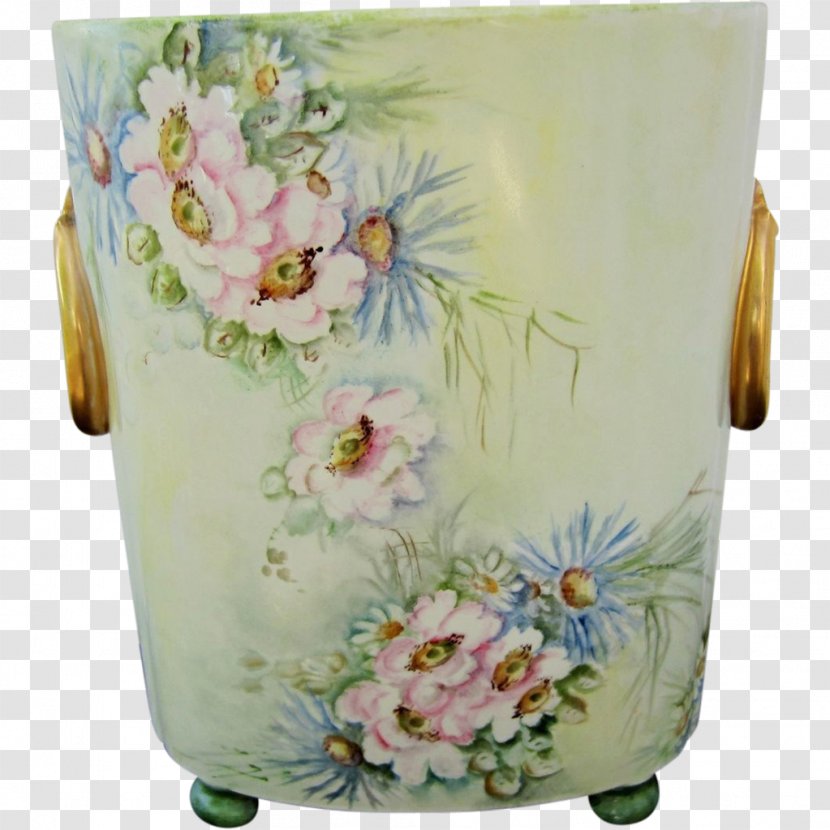 Floral Design Vase Porcelain Mug - Flowerpot - Hand Painted Bouquets Transparent PNG