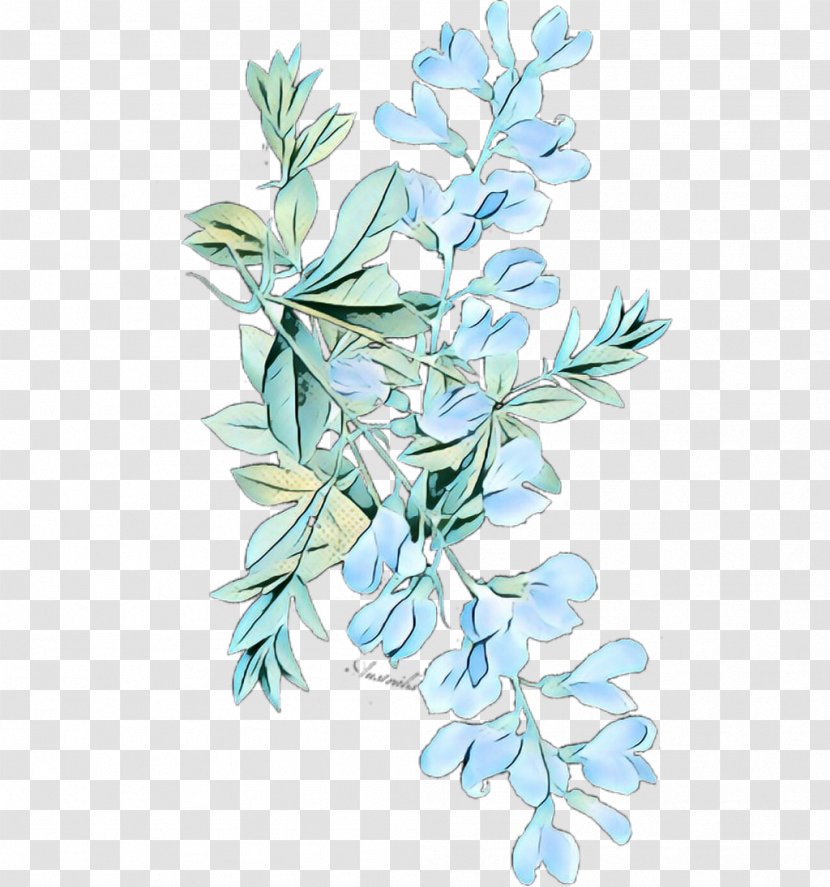 Watercolor Flower Background - Floral Design - Delphinium Plant Stem Transparent PNG