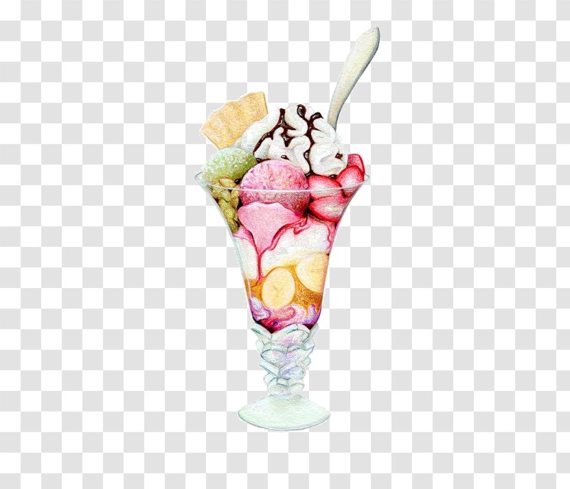 Sundae Ice Cream Cones Drawing - Dessert Transparent PNG