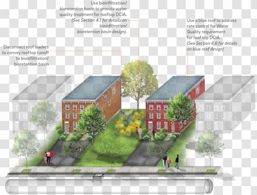 Stormwater Urban Design Surface Runoff Bioretention - Architecture - Tree Combination Map Transparent PNG