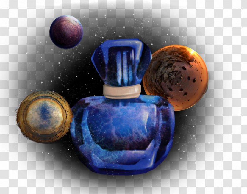 Perfume Glass Bottle Cobalt Blue Liquid Transparent PNG