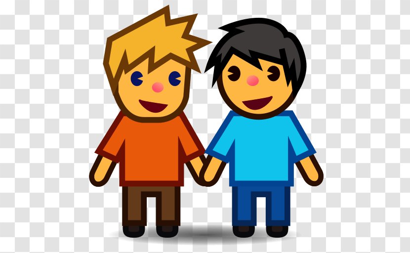 Love Emoji Couple Clip Art - Boy - Holding Hands Transparent PNG
