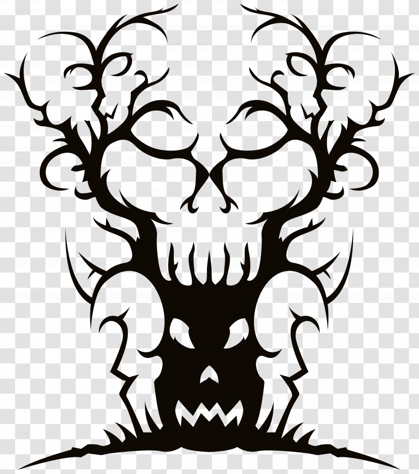 Spooky Tree Drawing Clip Art - Facial Hair - Banner Cliparts Transparent PNG