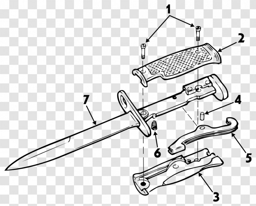 Knife Exploded-view Drawing M6 Bayonet Diagram - Firearm Transparent PNG