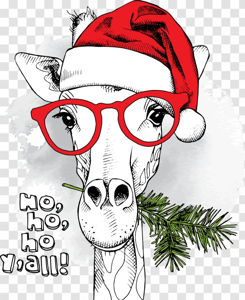 IPhone 6 Plus 4 Santa Claus 5s SE - Christmas Greeting Card Cartoon Giraffe Transparent PNG