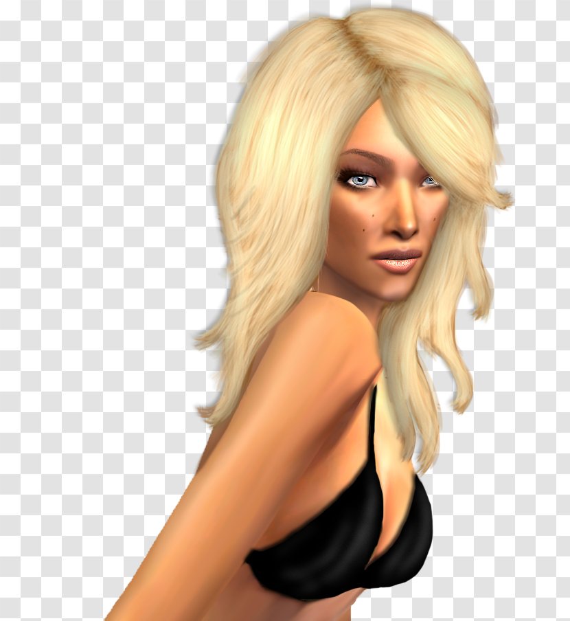 Blond The Sims 3 Hair Coloring Bangs - Wig Transparent PNG