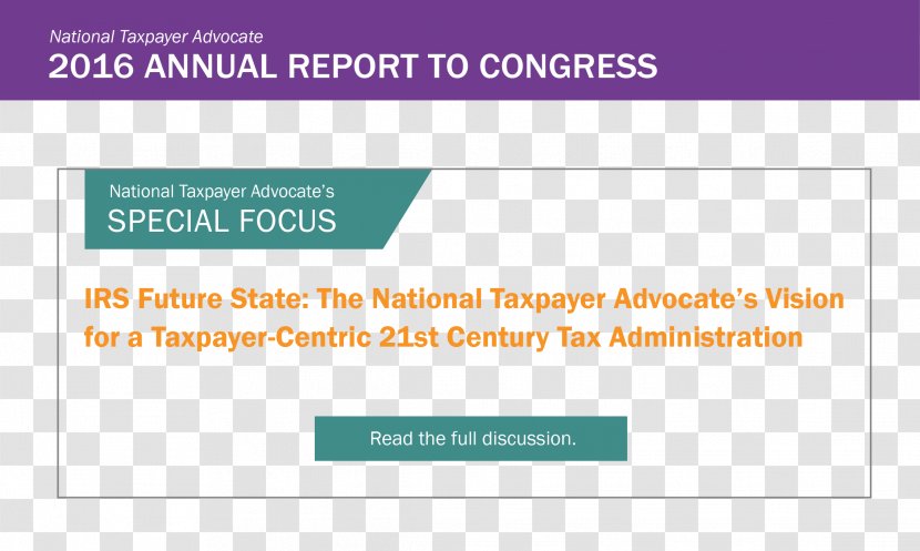 Office Of The Taxpayer Advocate United States Internal Revenue Service Congress Report - Radiolocation Transparent PNG