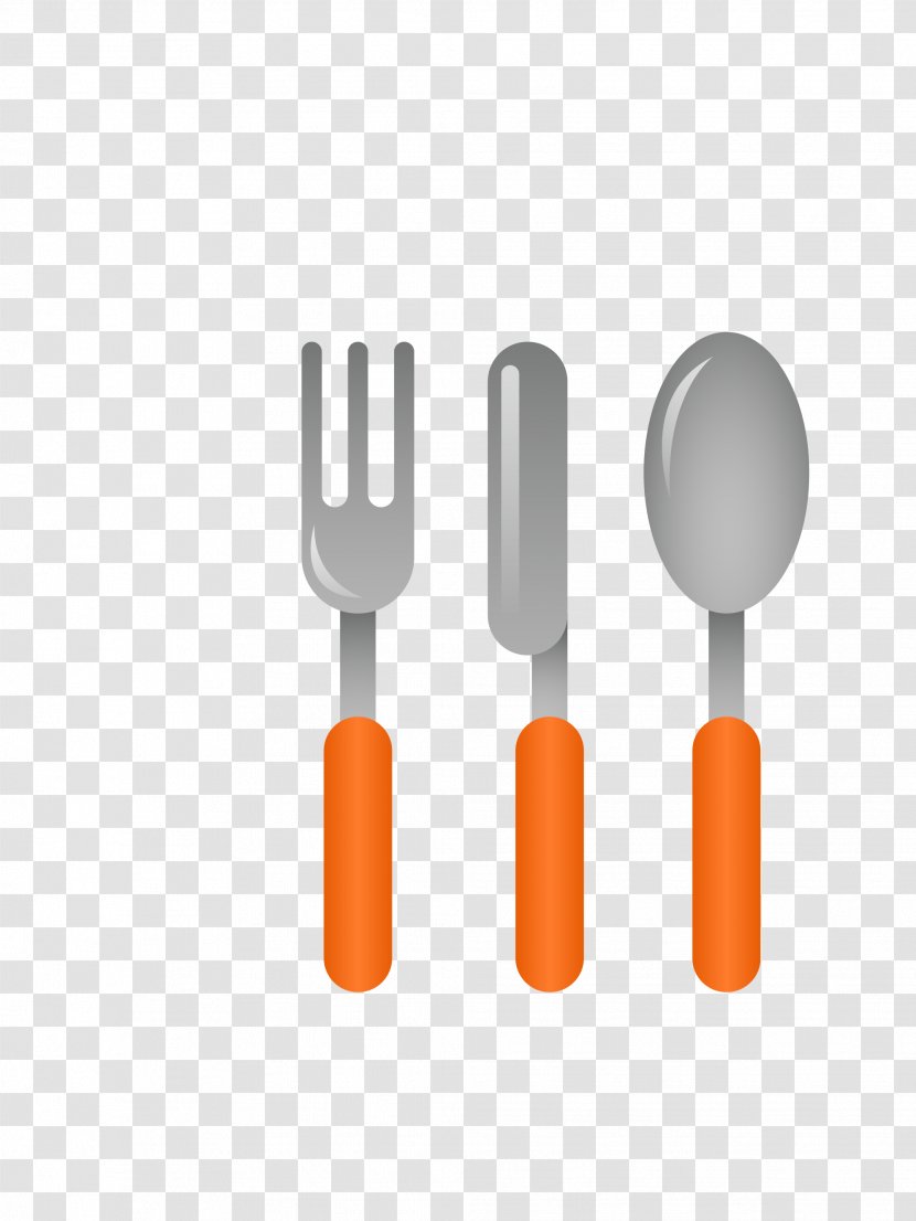 Tableware Fork Cutlery Spoon - Table - Vector Red Silver Transparent PNG