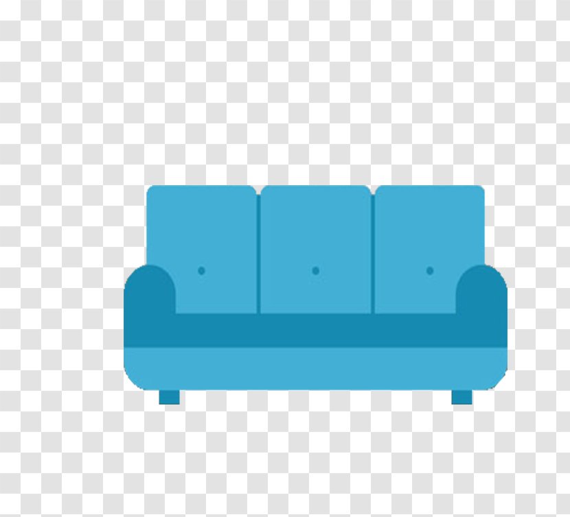 Couch Turquoise Angle - Furniture - Exquisite Hand-painted Blue Sofa Creative Transparent PNG
