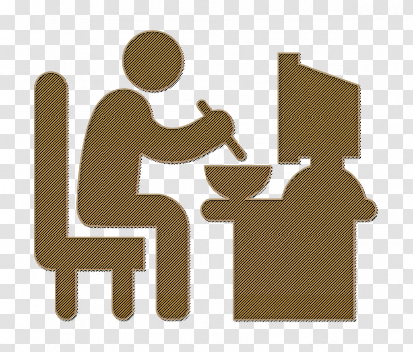 Lunch Icon Daily Job Icon Man Sitting In His Job Desk Eating Lunch Icon Transparent PNG