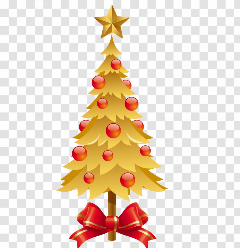 Christmas Tree New Year Santa Claus - Pine Family - Golden Transparent PNG