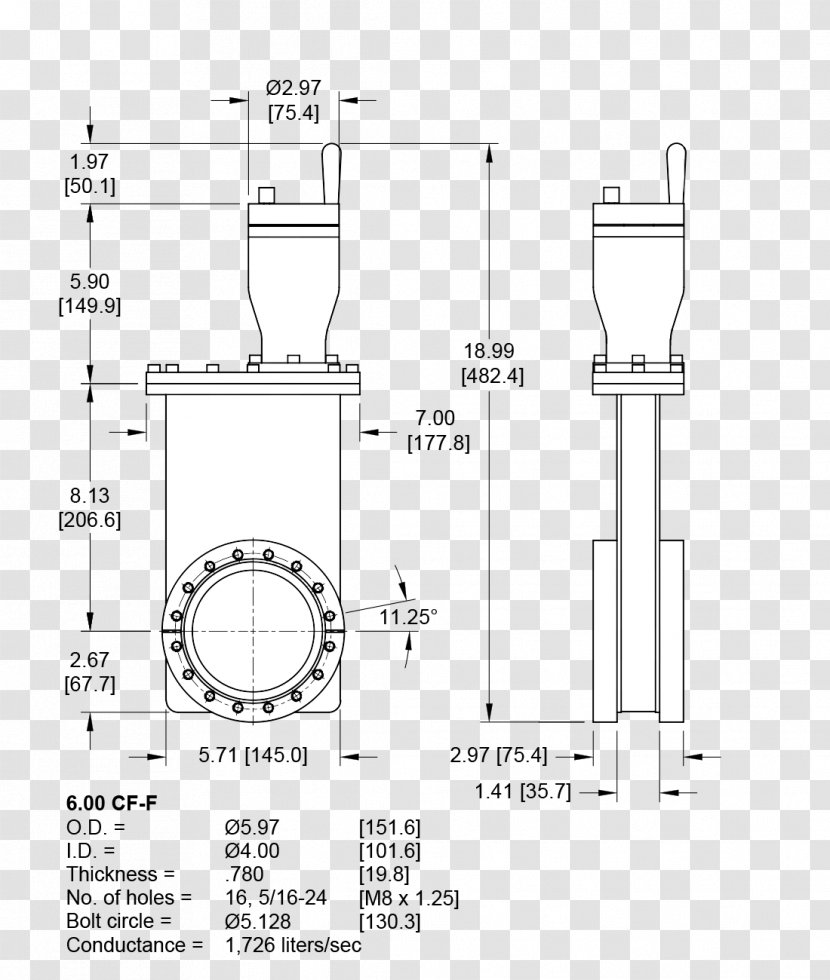 Gate Valve Technical Drawing Flange Globe - Rectangle - Cathodic Protection Transparent PNG