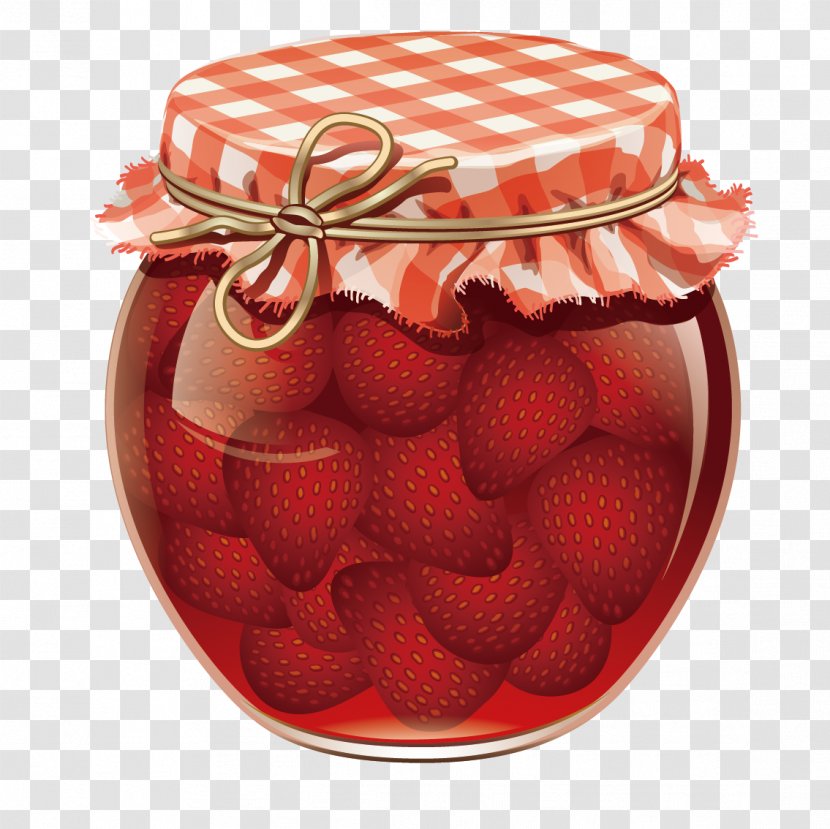 Gelatin Dessert Fruit Preserves Jar Clip Art - Erdbeerkonfitxfcre - Vector Strawberry Canned Transparent PNG