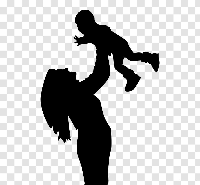 Mother Child Son Clip Art - Black And White Transparent PNG